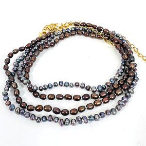 Purple Pearl Necklace Pair Freshwater Cultured Layer Set of 2